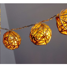 IRIS Gömb alakú fonott/rattan/1,5m/meleg fehér/10db LED-es/3xAA elemes fénydekoráció (102-01) karácsonyfa izzósor