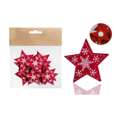 IRIS Karácsonyi Fa csillag Dekorációs készlet 12 darabos 4cm - Piros / fehér (060691) party kellék