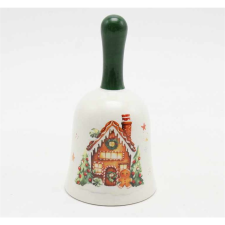 IRIS Karácsonyi Kerámia harang dekoráció 15cm - Mézeskalács minta (172813) party kellék