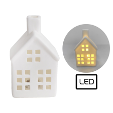 IRIS Karácsonyi LED Elemes porcelán ház dekoráció - Fehér (181800) party kellék