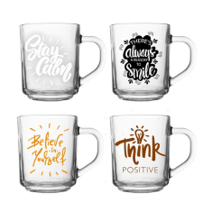  IRIS mintás üveg bögre 246ml, négyféle mintával 131563-007 bögrék, csészék