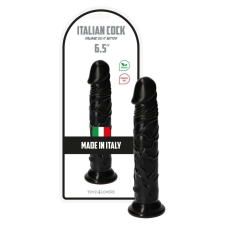 Italian Cock tapadótalpas dildó (6,5" - fekete) műpénisz, dildó
