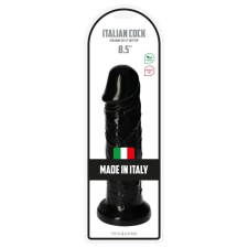 Italian Cock tapadótalpas dildó (8,5" - fekete) műpénisz, dildó