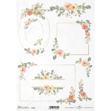 ITD Collection Rizspapír A4 - Barackos keretek dekorációs kellék