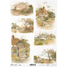 ITD Collection Rizspapír A4 - Vidéki házak dekorációs kellék