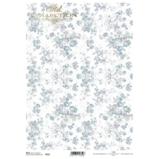 ITD Collection Rizspapír A4 - Virágos háttér - kékes dekorációs kellék