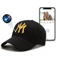 IUNI Sapka rejtett Kémkamera iUni H15, Wi-Fi, Full HD, Audio-Video felvétel, Fotó, Fényképezés, Fekete-Arany