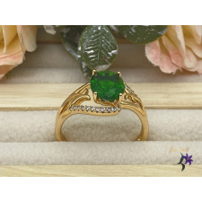  Izolda antiallergén különleges mintás, cirkónia köves gyűrű 18K - zöld gyűrű