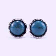  Izraeli ezüst türkiz köves fülbevaló "kerek" fülbevaló