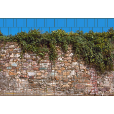 Jago Táblás kerítésbe fűzhető sövény és terméskő fal kép 250x180 cm 19 cm-es szalagból műanyag belátásgátló szélfogó építőanyag