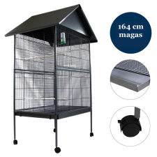 Jago XXL Madárkalitka 4 kerékkel ellátott madárház 164x109x75 cm szürke színben madár kalitka