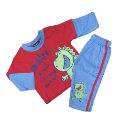 JAM Jam Hosszú Ujjú Pamut Pizsama 18-23 hónapos korig - Piros/Kék Dinó - Kiárusítás