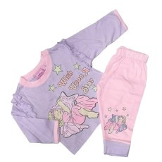 JAM Jam Hosszú Ujjú Pamut Pizsama 3-6 hónapos korig - Lila/Rózsaszín Tündéres - Kiárusítás