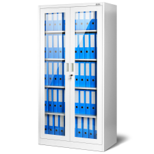  JAN NOWAK® - AMELIA Vitrines fém szekrény üvegezett ajtókkal / FEHÉR irattároló szekrény