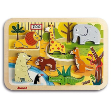 Janod Állatkert 7 darabos fa puzzle - 3D (J07022) puzzle, kirakós