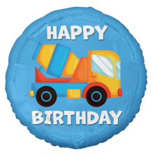 Jármű Happy Birthday Concrete Mixer, Betonkeverő fólia lufi 36 cm party kellék