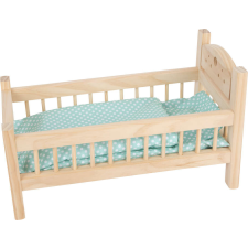  Játék babaágy ágyneművel - natúr - fajáték - L9601 játékbaba felszerelés