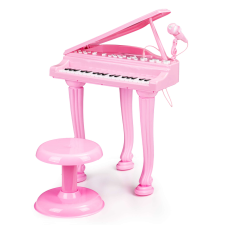 Játék Zongora mikrofonnal, USB csatlakozóval+ szék - rózsaszín játékhangszer