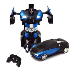 Játékos 2in1 RC játék, robottá alakítható távirányítós autó akkumulátorral / 1:18-as méretarány - kék távirányítós modell