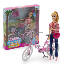 Játékos Bicikliző fashion baba kerékpárral baba