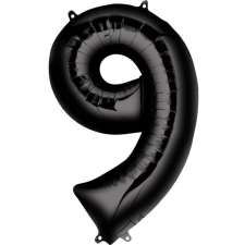 Javoli Black óriás szám fólia lufi 9-es, 86*55 cm party kellék
