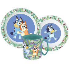 Javoli Bluey Tropical étkészlet, micro műanyag szett bögrével 390 ml babaétkészlet