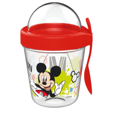 Javoli Disney Mickey pohár snack tartó fedéllel és kanállal 350 ml babaétkészlet