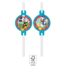 Javoli Disney Mickey Rock the House papír szívószál, 4 db-os szett FSC party kellék