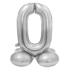 Javoli Ezüst 0-ás Silver szám fólia lufi talppal 72 cm party kellék