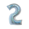 Javoli Ezüst Holographic 2-es szám fólia lufi 76 cm