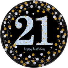 Javoli Happy Birthday 21 Gold papírtányér 8 db-os 23 cm party kellék