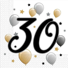 Javoli Happy Birthday 30 Milestone szalvéta 20 db-os 33x33 cm party kellék