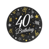 Javoli Happy Birthday 40 B&C papírtányér 6 db-os 18 cm