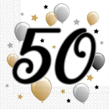 Javoli Happy Birthday 50 Milestone szalvéta 20 db-os 33x33 cm party kellék