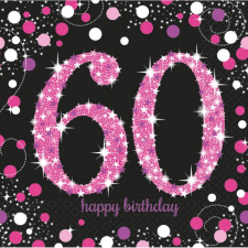 Javoli Happy Birthday 60 Pink szalvéta 16 db-os 33x33 cm party kellék