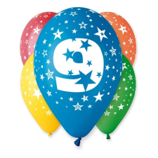 Javoli Happy Birthday 9 Star léggömb, lufi 5 db-os 12 inch (30cm) party kellék