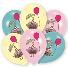 Javoli Happy Birthday Cake léggömb, lufi 6 db-os 11 inch (27,5cm) party kellék