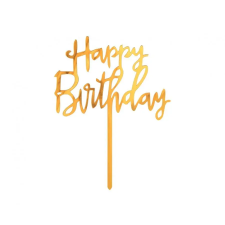 Javoli Happy Birthday Gold, Arany torta dekoráció 14 cm party kellék