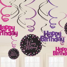 Javoli Happy Birthday Pink szalag dekoráció 12 db-os szett party kellék