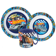 Javoli Hot Wheels Blue Fire étkészlet, micro műanyag szett bögrével 350 ml babaétkészlet