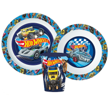 Javoli Hot Wheels Blue Fire étkészlet, micro műanyag szett pohárral 260 ml babaétkészlet