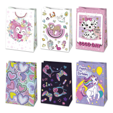 Javoli Lányos Colorful papír ajándéktasak, ajándékzacskó 23x32x11 cm party kellék
