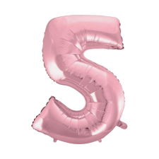 Javoli Light Pink, Rózsaszín 5-ös szám fólia lufi 92 cm party kellék