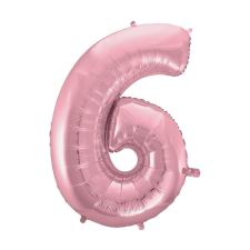 Javoli Light Pink, Rózsaszín 6-os szám fólia lufi 92 cm party kellék