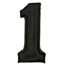 Javoli Lustre Black, Fekete 1-es szám fólia lufi 86 cm party kellék