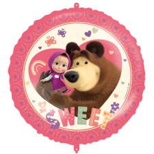 Javoli Mása és a medve Sweet Heart fólia lufi 46 cm party kellék
