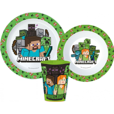 Javoli Minecraft étkészlet, micro műanyag szett, pohárral 260 ml babaétkészlet