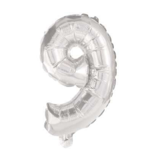 Javoli Mini 9-es szám Silver Fólia lufi 35 cm party kellék