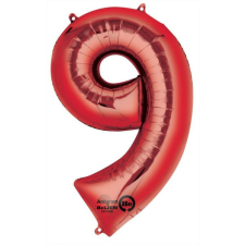 Javoli Óriás 9-es Red szám Fólia lufi 86*55 cm party kellék