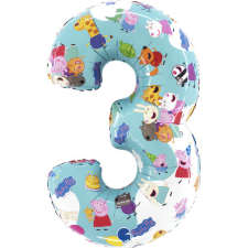 Javoli Peppa malac Blue 3-as szám fólia lufi 66 cm party kellék